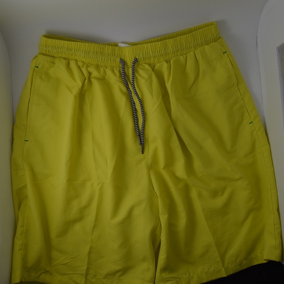 🔴 Yellow Drawstring Swim Trunks - Picture 1 of 8